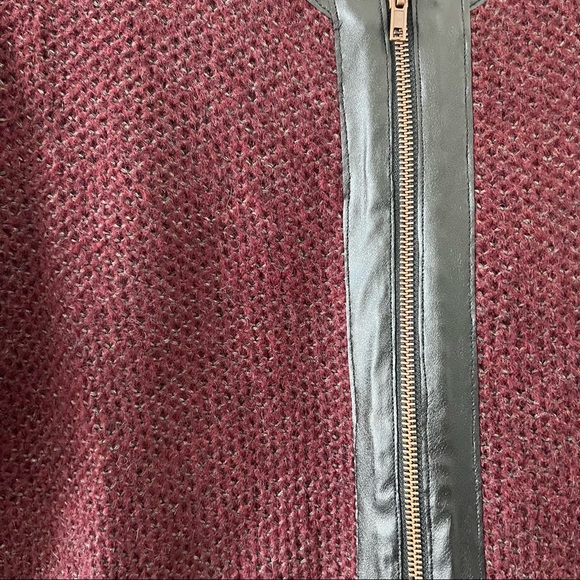 NARA CAMICIE Cardigan Sz M/L Wool Blend Burgundy Zip Closure False pockets New - Picture 3 of 9